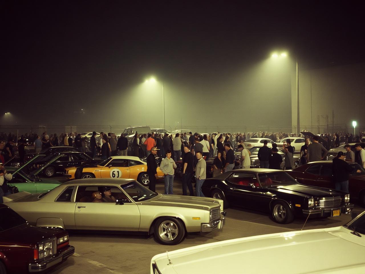 Two hundred deep under the sodium lights, Kansas City, MO.
