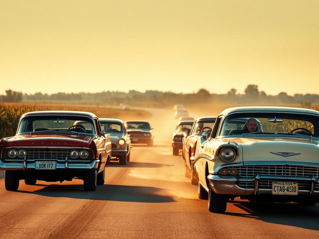 Golden hour pull on the two-lane out of Warsaw.